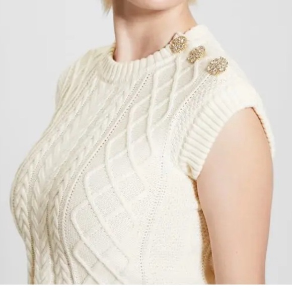Guess Elegant Ivory Cable Knit Sweater - Picture 1 of 8